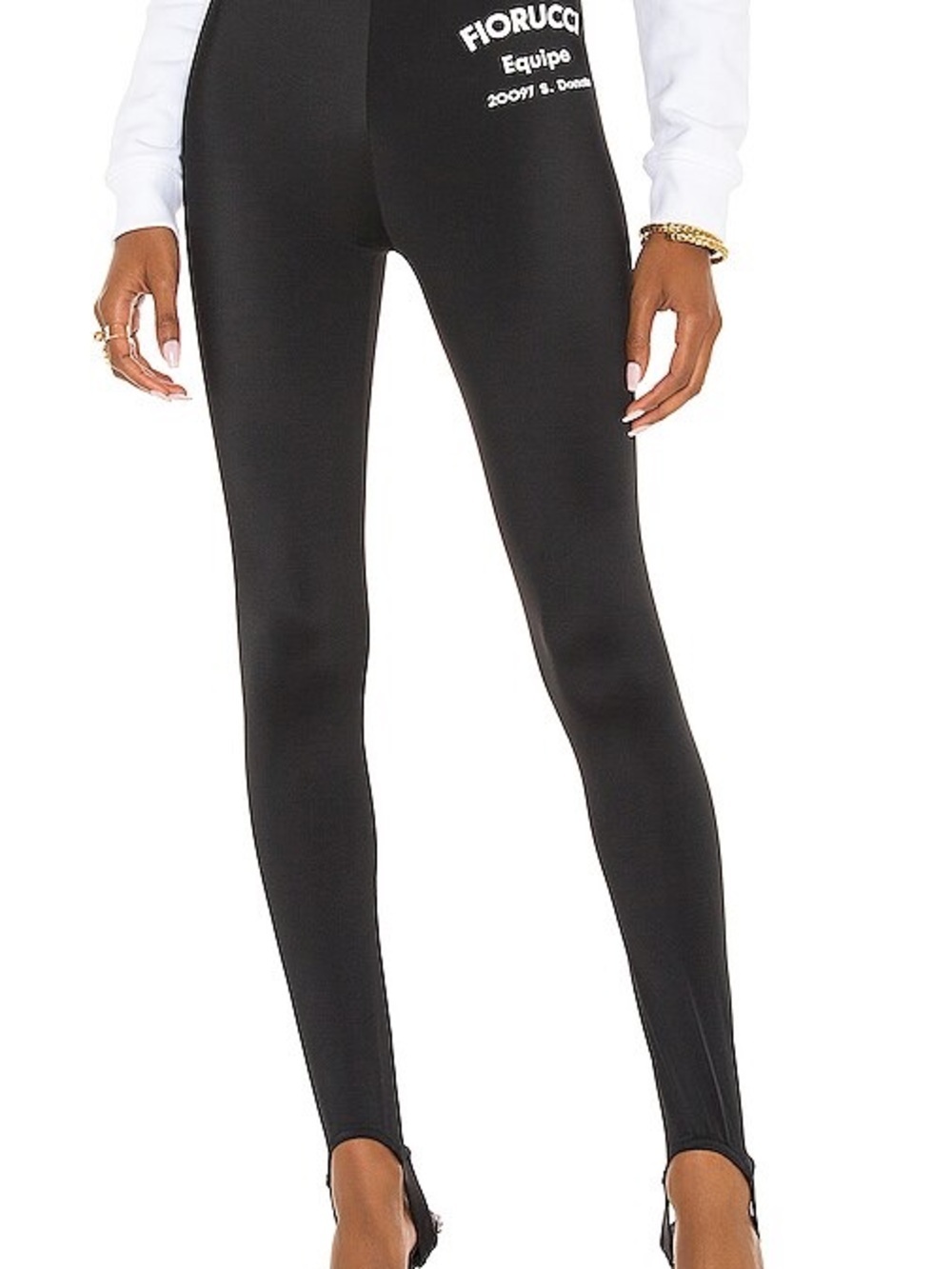 FIORUCCI Black Equipe Scuba Stirrup Leggings Logo Skinny Pants XS